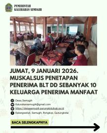 MUSYAWARAH KALURAHAN KHUSUS (MUSKALSUS) PENETAPAN KELUARGA PENERIMA MANFAAT BLT-DD TAHUN 2026